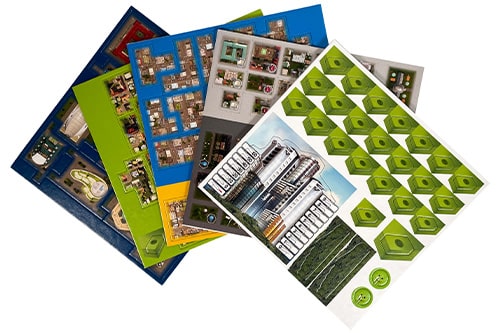 Freigestelltes Produktfoto von Spielmaterial eines Brettspiels